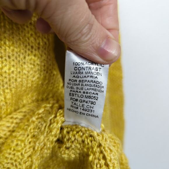 Kori America Yellow Open Knit Lightweight Long Sleeve Sweater Size S - Picture 7 of 7